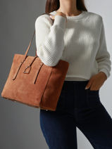 Shoulder Bag Altesse Suede Leather Etrier Brown altesse suede EASU088M-vue-porte